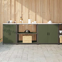 vidaXL Köksförvaringsset med hylla 3 pcs Olivgrön 240 x 50 x 92 cm