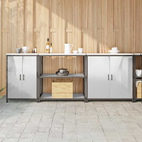 vidaXL Köksförvaringsset 3 pcs Silver 240 x 50 x 92 cm Rostfritt stål
