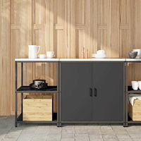 vidaXL Köksförvaringsset 2 pcs Svart 150 x 50 x 92 cm Kallvalsat stål