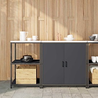 vidaXL Köksförvaringsset med hylla 2 pcs Antracit 150 x 50 x 92 cm