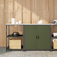 vidaXL Köksförvaringsset med hylla 2 pcs Olivgrön 150 x 50 x 92 cm