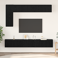vidaXL TV-skåpset med hylla Övrigt med lagring med dörr 6 pcs Svart ek 30.5 x 30 x 90 cm