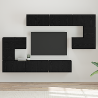 vidaXL TV-skåp Set med hylla Övrigt med lagring med dörr 10 pcs Svart ek 180 x 30 x 90.5 cm