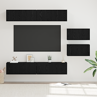 vidaXL TV Skåp med lagring med dörr 6 pcs Svart ek 80 x 30 x 30.5 cm