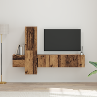 vidaXL TV-bänkset med hylla 5 pcs Gammal trä Medium 181 x 30 x 120 cm