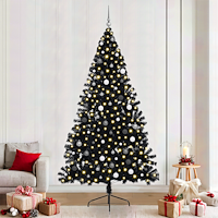 vidaXL Konstgjord Halv Julgran Svart 240 cm PVC