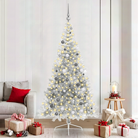 vidaXL Konstgjord Förbelyst Julgran Silver 210 cm PET