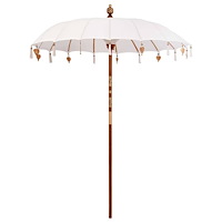 vidaXL Parasoll Kräm x 250 cm Bomull och massivt trä