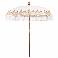 vidaXL Parasoll Gräddvit 210-220 cm Bomullstyg & Trä & Bambu