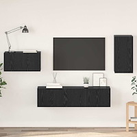 vidaXL TV-bänkset 4 pcs Svart ek 30.5 x 30 x 60 cm Konstruerat trä