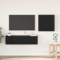 vidaXL TV-skåpset med hylla med lagring med dörr 4 pcs Svart ek 120 x 30 x 30 cm