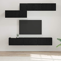 vidaXL TV-bänkset 7 pcs Svart ek 60 x 30 x 30 cm Konstruerat trä