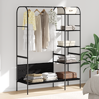 vidaXL Klädhängare med Hyllor Svart Ek 120x44x160 cm Konstruerat Trä
