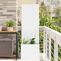 vidaXL Trädgårdsplanterare med dekorativ panel Vit 50 x 140 cm