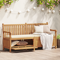 vidaXL Trädgårdsförvaringsbänk Brun 228 x 60 x 90 cm Massivt teakträ