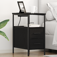 vidaXL Sängskåp 2 pcs Svart ek 30 x 48 x 61 cm Konstruerat trä