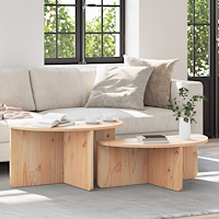 vidaXL Kaffeebord 2 pcs Naturlig 79 x 39.5 x 40 cm Massiv furu