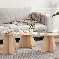 vidaXL Kaffeebord 3 pcs Naturlig 49 x 49 x 30 cm Massiv furu