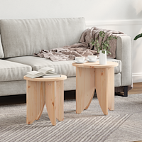vidaXL Kaffeebord 2 pcs Naturlig 41,5 x 41,5 x 44 cm Massiv furu