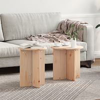 vidaXL Kaffeebord 2 pcs Naturlig 41.5 x 41.5 x 41 cm Massiv furu