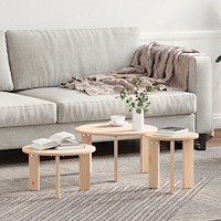 vidaXL Kaffeebord 3 pcs Naturlig 47.5 x 47.5 x 27 cm Massiv furu