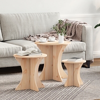 vidaXL Kaffeebord 3 pcs Naturlig 46 x 46 x 47 cm Massiv furu