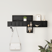 vidaXL Väggmonterad Klädhängare med hylla Svart ek 100 x 12 x 43.5 cm