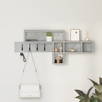 vidaXL Väggmonterad Klädhängare med hylla Betonggrå 100 x 12 x 43.5 cm