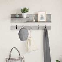 vidaXL Väggmonterad Klädhängare med hylla med lagring Betonggrå 90 x 15 x 36 cm