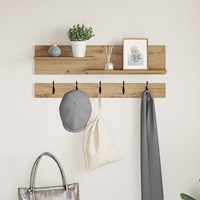 vidaXL Väggmonterad Klädhängare med hylla med lagring artisan ek 90 x 15 x 36 cm