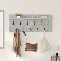 vidaXL Väggmonterad Klädhängare med hylla med lagring Betonggrå 100 x 40 x 12 cm