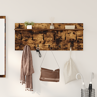 vidaXL Väggmonterad Klädhängare Rökfärgad ek 100 x 40 x 12 cm