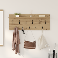 vidaXL Väggmonterad Klädhängare med hylla artisan ek 100 x 40 x 12 cm