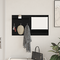 vidaXL Väggmonterad Klädhängare med hylla med lagring med spegel Svart ek 90 x 10 x 50 cm