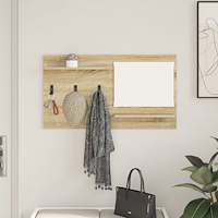 vidaXL Väggmonterad Klädhängare med hylla med lagring med spegel Sonoma oak 90 x 10 x 50 cm