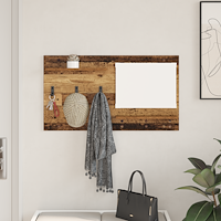 vidaXL Väggmonterad Klädhängare med hylla med lagring med spegel Gammal trä 90 x 10 x 50 cm