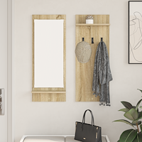 vidaXL Väggmonterad Klädhängare med hylla med lagring med spegel Sonoma oak 70 x 10 x 90 cm