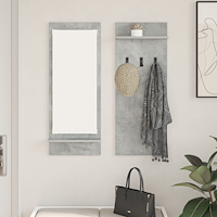 vidaXL Väggmonterad Klädhängare med hylla med lagring med spegel Betonggrå 70 x 10 x 90 cm