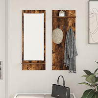 vidaXL Väggmonterad Klädhängare med hylla med lagring med spegel Rökt ek 70 x 10 x 90 cm