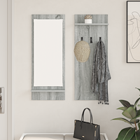 vidaXL Väggmonterad Klädhängare med hylla med lagring med spegel Grå sonoma 70 x 10 x 90 cm