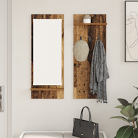 vidaXL Väggmonterad Klädhängare med hylla med lagring med spegel Gammal trä 70 x 10 x 90 cm