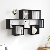 vidaXL Vägg hylla med hylla med lagring Svart ek 82 x 15 x 51 cm Konstruerat trä