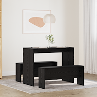 vidaXL Matgrupp 2 pcs Svart ek 97 x 47 x 75 cm Konstruerat trä