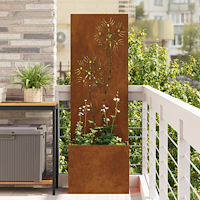 vidaXL Trädgårdsplanterare med dekorativ panel Rostig 50 x 140 cm