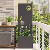 vidaXL Trädgårdsplanterare med dekorativ panel Svart 50 x 140 cm