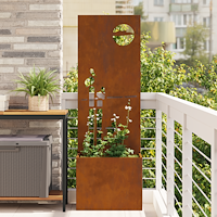 vidaXL Trädgårdsplanterare med dekorativ panel Rostig 50 x 140 cm
