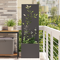 vidaXL Trädgårdsplanterare med dekorativ panel Svart 50 x 140 cm
