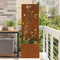 vidaXL Trädgårdsplanterare med dekorativ panel Rostig 50 x 140 cm