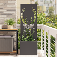 vidaXL Trädgårdsplanterare med dekorativ panel Svart 50 x 140 cm