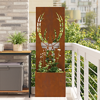 vidaXL Trädgårdsplanterare med dekorativ panel Rostig 50 x 140 cm